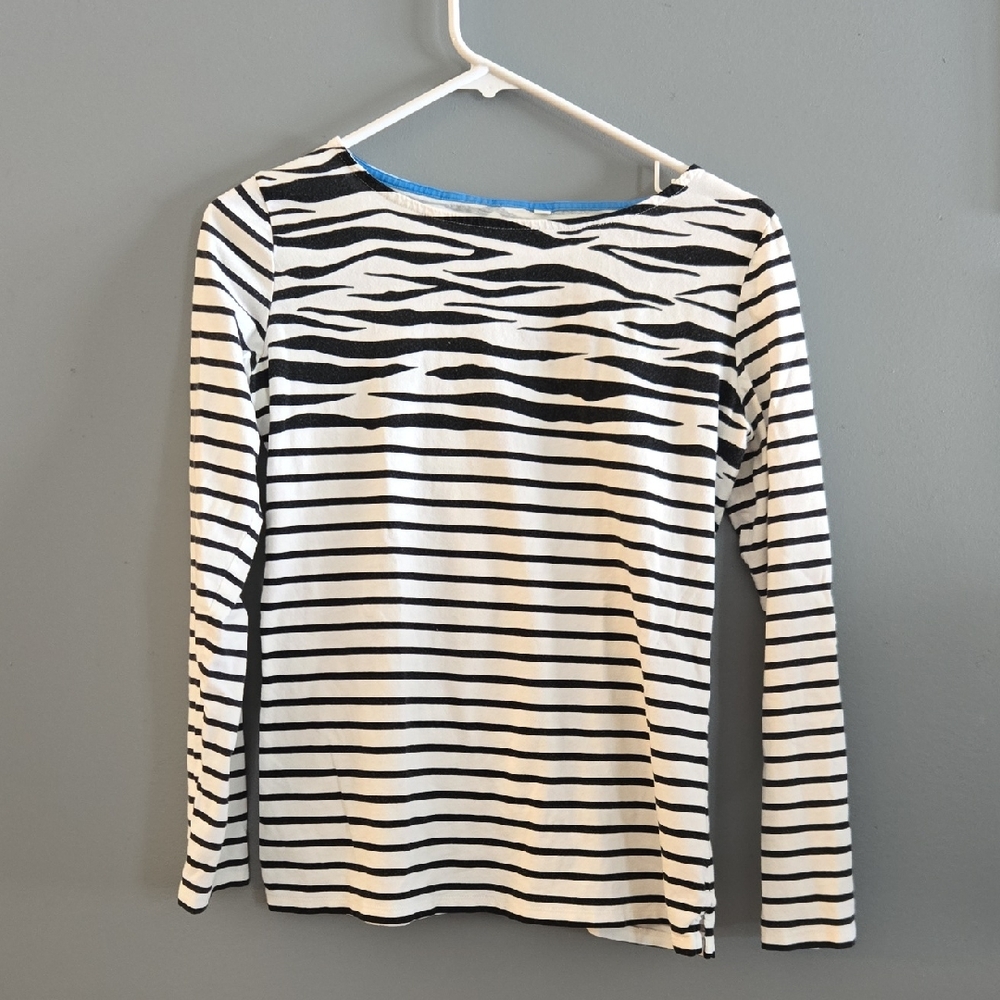 Boden Zebra and Stripe Long Sleeve Top